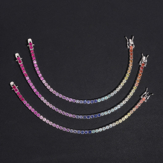Valentines Gift Jewelry 3MM Lab Gemstone 3MM Tennis Bracelet