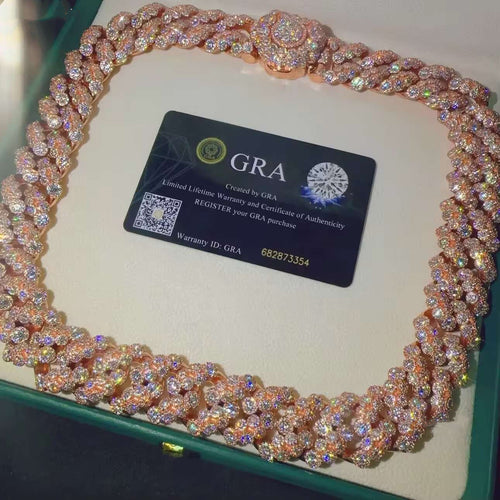 20MM Bezel Set Moissanite Cuban Chain Necklace Iced Out