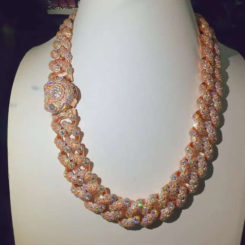20MM Bezel Set Moissanite Cuban Chain Necklace Iced Out