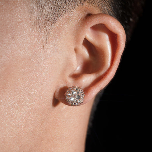 Mosaic Setting Inverted Moissanite Diamond Stud Earrings