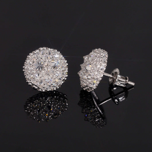 Sterling Silver Iced Out Moissanite Inverted Stud Earrings