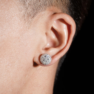 Sterling Silver Iced Out Moissanite Inverted Stud Earrings