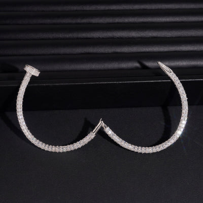Baguette Diamond Deisgn 925 Sterling Silver Moissanite Diamond Nail Bracelet