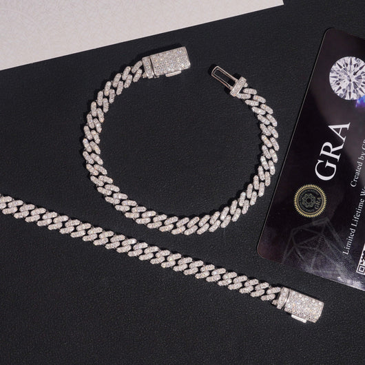 VVS Moissanite Diamond Cuban Bracelet Brass 6MM