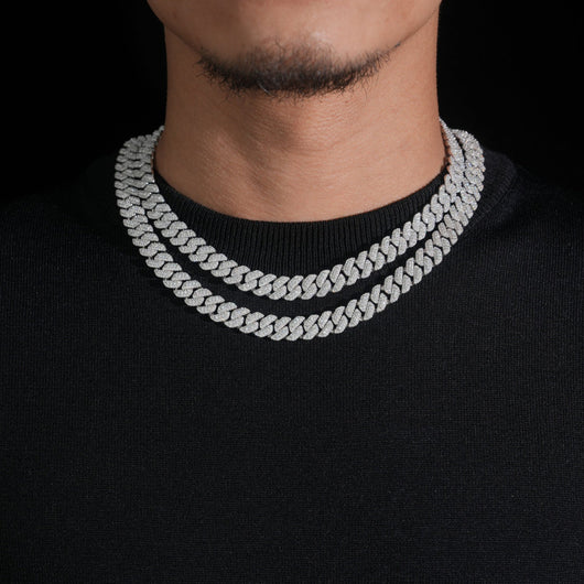 VVS Moissanite Diamond Cuban Chain Brass 10MM Three Rows