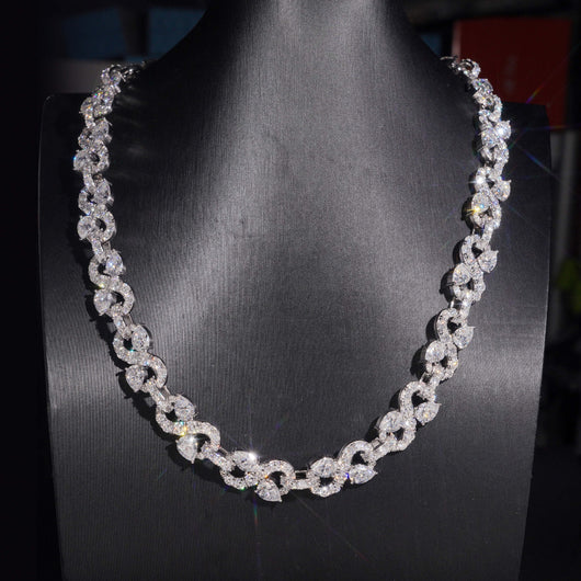 New Arrival 13MM Pear Cut Infinity Link Chain Necklace Moissanite Diamond
