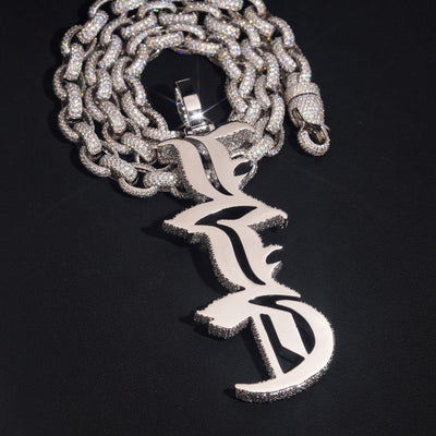 Vertical Letter Name Pendant Iced Out Moissanite Diamond