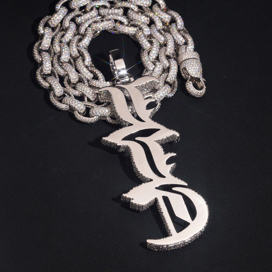 Vertical Letter Name Pendant Iced Out Moissanite Diamond
