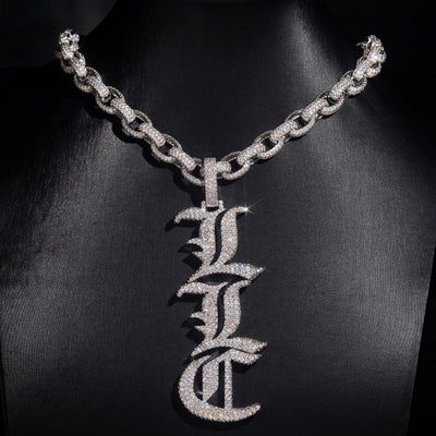 Vertical Letter Name Pendant Iced Out Moissanite Diamond