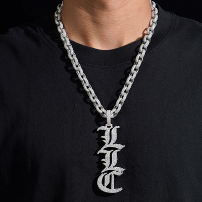 Vertical Letter Name Pendant Iced Out Moissanite Diamond
