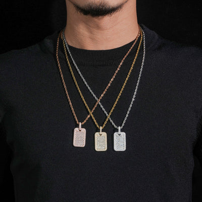 Mini Size Dog Tag Pendant Vvs Baguette Cut Moissanite