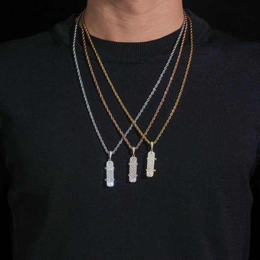 Street Fashion Jewelry Skateboard Pendant VVS Baguette Cut Moissanite Diamond