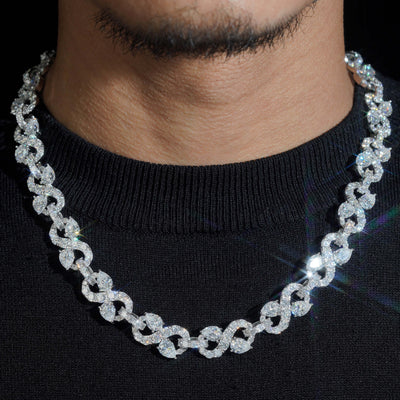 New Arrival 13MM Pear Cut Infinity Link Chain Necklace Moissanite Diamond