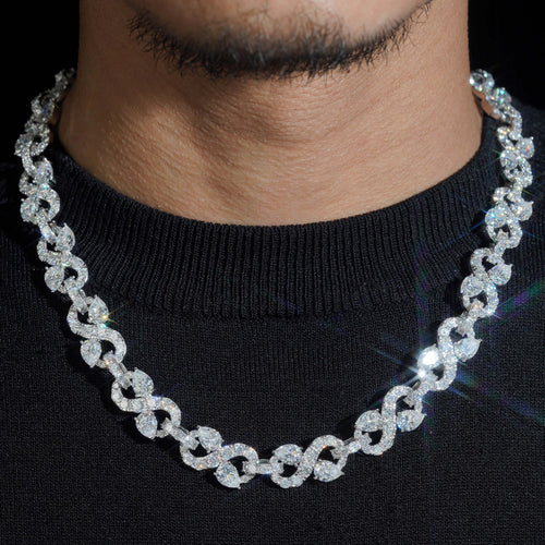 New Arrival 13MM Pear Cut Infinity Link Chain Necklace Moissanite Diamond
