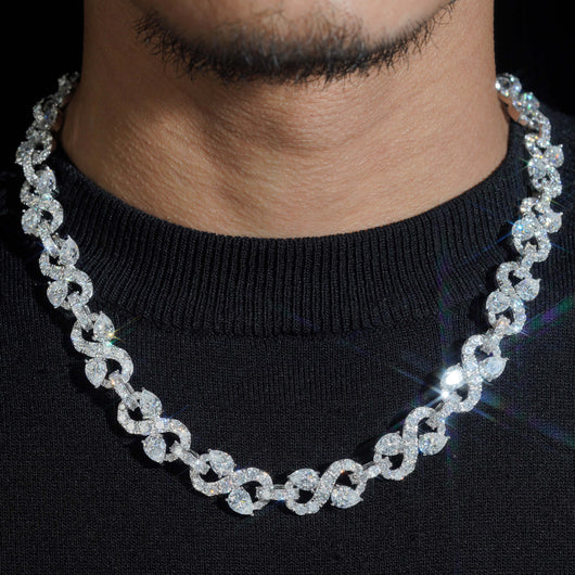 New Arrival 13MM Pear Cut Infinity Link Chain Necklace Moissanite Diamond