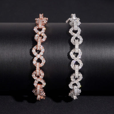 Solid Silver Moissanite Diamond 8MM Infinity Link Bracelet For Unisex