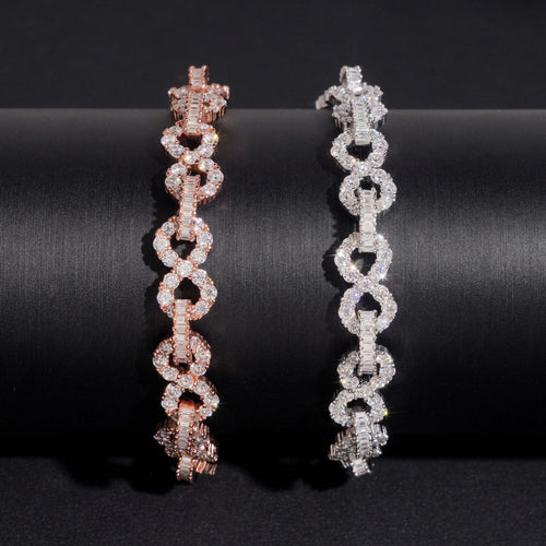 Solid Silver Moissanite Diamond 8MM Infinity Link Bracelet For Unisex