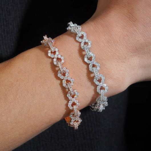 Solid Silver Moissanite Diamond 8MM Infinity Link Bracelet For Unisex