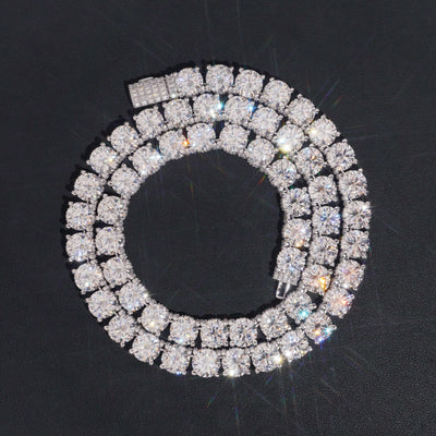 Baguette Lock 10MM Side Iced Tennis Chain Necklace