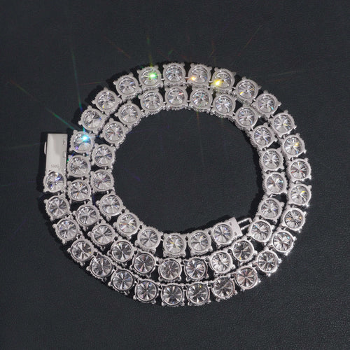 Baguette Lock 10MM Side Iced Tennis Chain Necklace