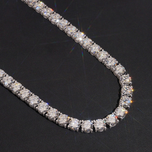 Baguette Lock 10MM Side Iced Tennis Chain Necklace