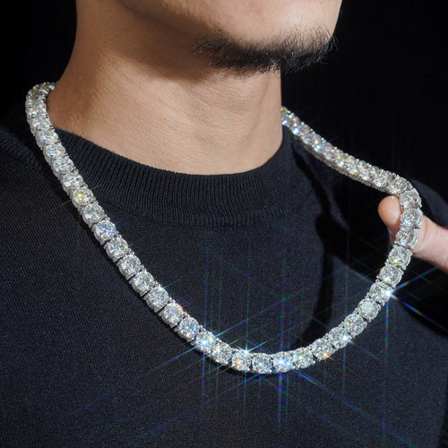 Baguette Lock 10MM Side Iced Tennis Chain Necklace