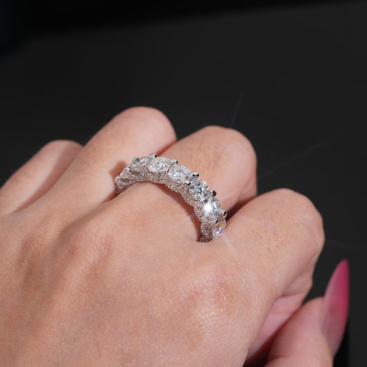 VVS Moissanite Silver 925 Side Iced 50 Pointer Eternity Ring Band