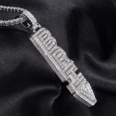 Letter Initial Jewelry Iced Out Vertical Name Pendant