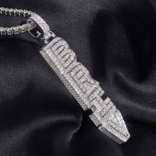 Letter Initial Jewelry Iced Out Vertical Name Pendant