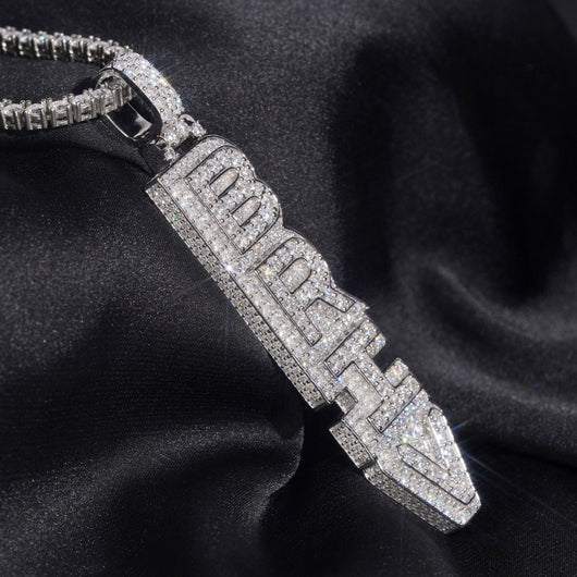 Letter Initial Jewelry Iced Out Vertical Name Pendant