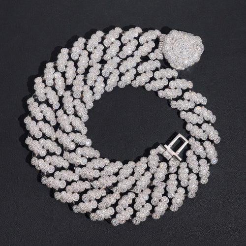 20MM Bezel Setting Cluster Cuban Chain Necklace VVS Moissanite Diamond Hip Hop Jewelry