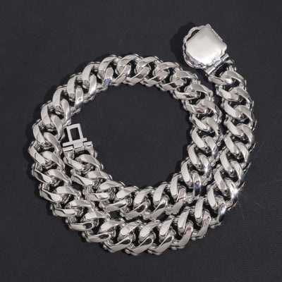 20MM Bezel Setting Cluster Cuban Chain Necklace VVS Moissanite Diamond Hip Hop Jewelry