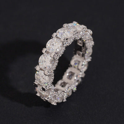 VVS Moissanite Silver 925 Side Iced 50 Pointer Eternity Ring Band