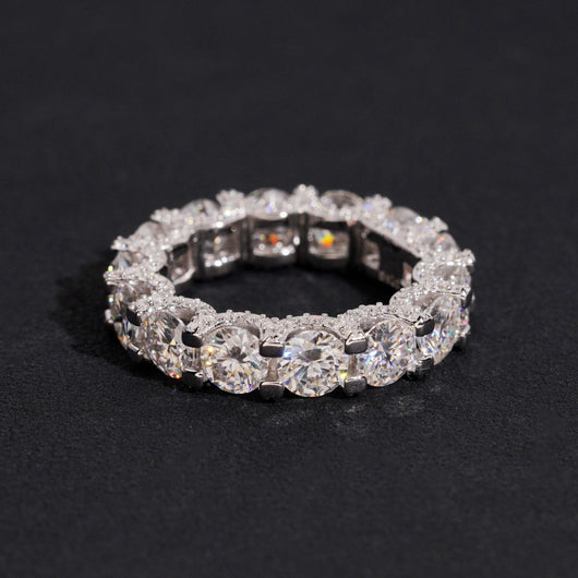 VVS Moissanite Silver 925 Side Iced 50 Pointer Eternity Ring Band