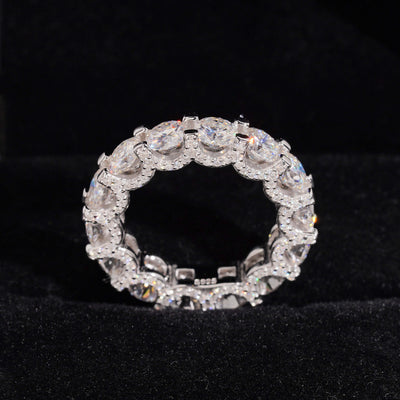 VVS Moissanite Silver 925 Side Iced 50 Pointer Eternity Ring Band