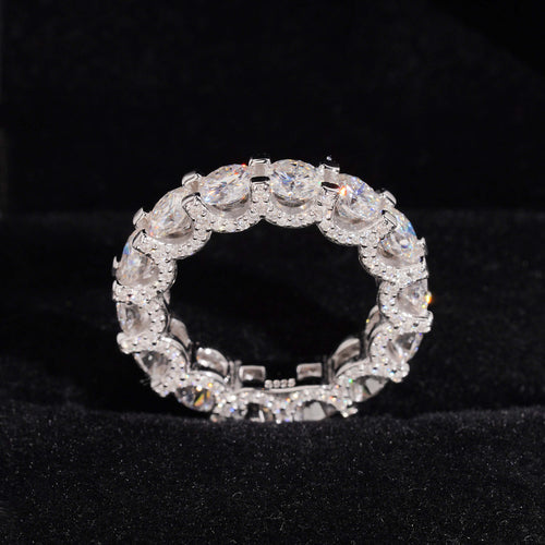 VVS Moissanite Silver 925 Side Iced 50 Pointer Eternity Ring Band