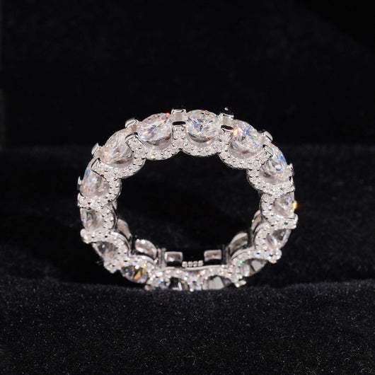 VVS Moissanite Silver 925 Side Iced 50 Pointer Eternity Ring Band