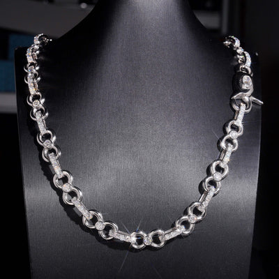 Sterling Silver 925 Men Iced Out Jewelry 13MM Infinity Chain Necklace