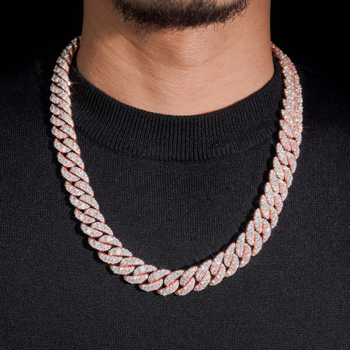 15MM Big Carat Cuban Chain Link Moissanite Diamond Necklace
