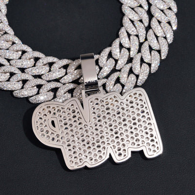 Custom Name Pendant MVP Moissanite Diamond Baguette Cut Design