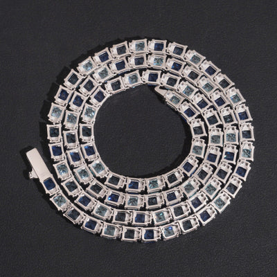 6MM Emerald Cut Cubic Zirconia Mix White Moissanite Tennis Chain Necklace