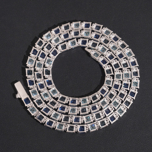 6MM Emerald Cut Cubic Zirconia Mix White Moissanite Tennis Chain Necklace