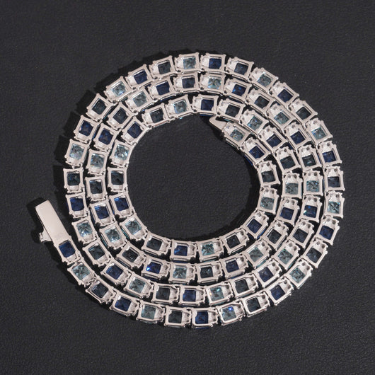 6MM Emerald Cut Cubic Zirconia Mix White Moissanite Tennis Chain Necklace