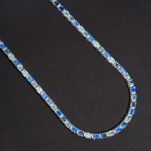 6MM Emerald Cut Cubic Zirconia Mix White Moissanite Tennis Chain Necklace