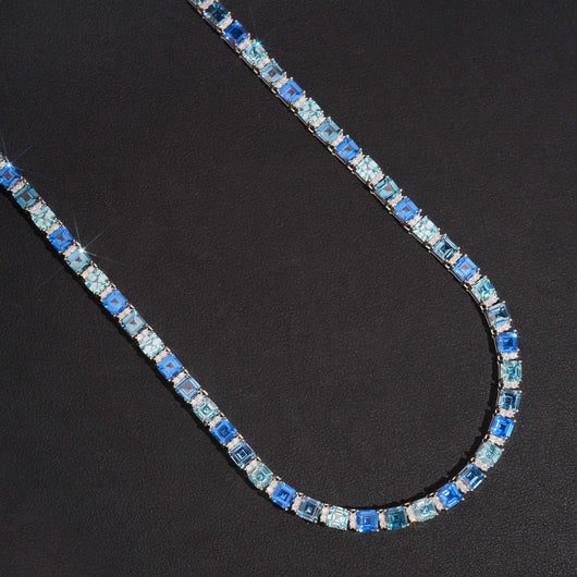 6MM Emerald Cut Cubic Zirconia Mix White Moissanite Tennis Chain Necklace
