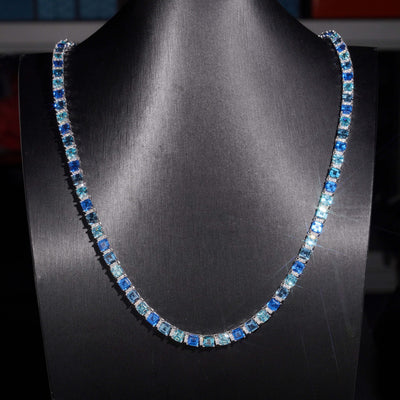 6MM Emerald Cut Cubic Zirconia Mix White Moissanite Tennis Chain Necklace