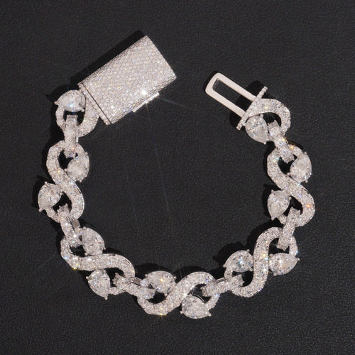 Moissanite Diamond Infinity Link Bracelet For Men 13MM