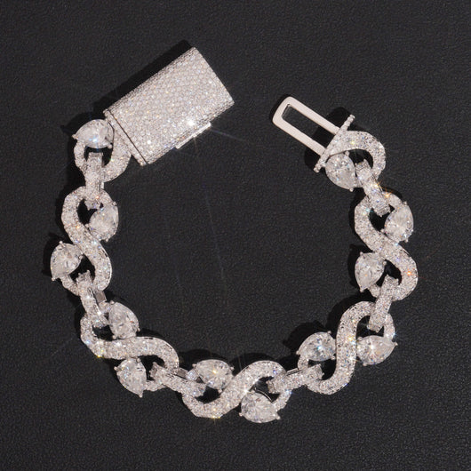 Moissanite Diamond Infinity Link Bracelet For Men 13MM