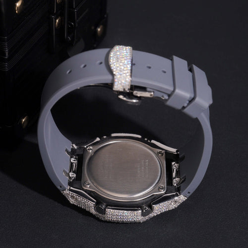 Moissanite Diamond G Shock Watch GA2100 Gray Band