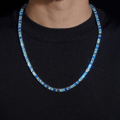 6MM Emerald Cut Cubic Zirconia Mix White Moissanite Tennis Chain Necklace